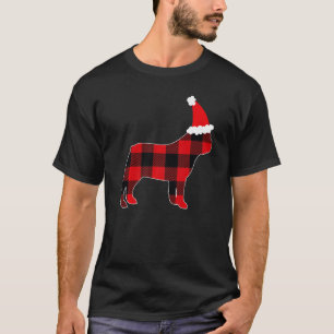 Camiseta Chapéu de Cachorro Bulldog Francês Xadrez Vermelho