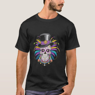 Camiseta Chapéu de Cima de Caveira de Carnaval Médico Bruxa