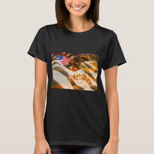 Camiseta Chapéu de Cowboy Bandeira Americana Raios de Sol