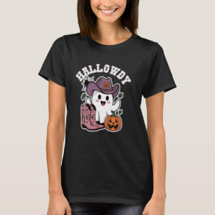 Camiseta Chapéu de Cowboy de Halloween Abóbora & Fantasma H