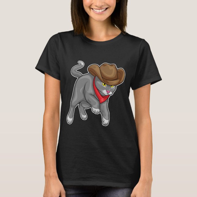 Camiseta Chapéu de Cowboy Gato (Frente)