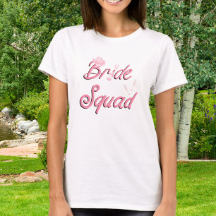 Camiseta Chapéu de Cowboy Rosa com Flores Bride Squad 