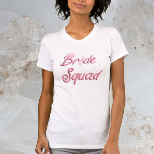 Camiseta Chapéu de Cowboy Rosa com Flores Bride Squad 