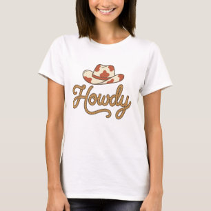 Camiseta Chapéu de Cowboy Western Retro Howdy