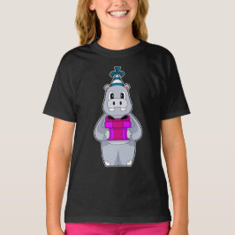 Camiseta chapéu de festa de aniversário de hipopótamo
