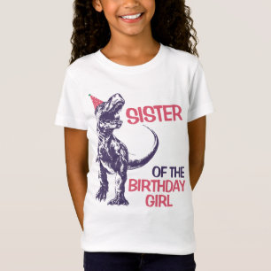 Camiseta Chapéu de festa de dinossauro T-Rex Irmã da aniver