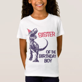 Camiseta Chapéu de festa de dinossauro T-Rex Irmã do menino