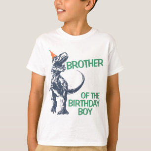 Camiseta Chapéu de Festa de Dinossauro T-Rex Irmão do Menin