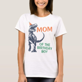 Camiseta Chapéu de Festa de Dinossauro T-Rex Mãe do Menino