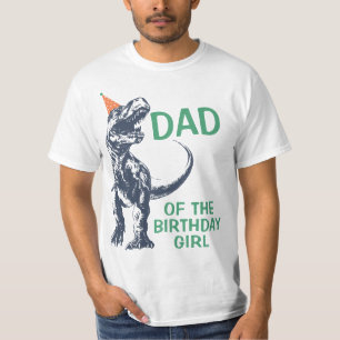 Camiseta Chapéu de Festa de Dinossauro T-Rex Pai da Menina