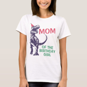 Camiseta Chapéu de Festa Dinossauro T-Rex Mãe da Menina de
