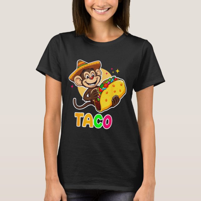 Camiseta Chapéu de macaco mexicano taco el squatcho diverti (Frente)