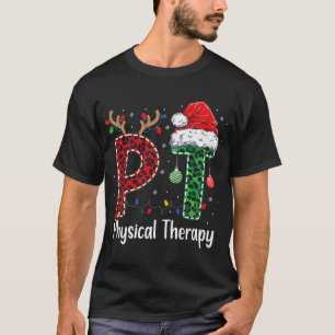 Camiseta Chapéu de Natal de Fisioterapia Terapeuta de TF