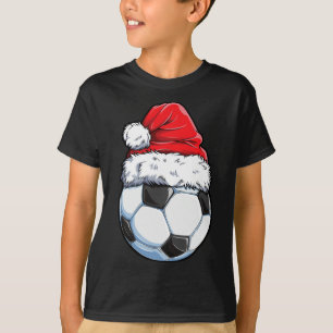 Camiseta Chapeu de Natal de Futebol Engraçado Desporto Nata