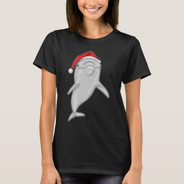 Camiseta Chapéu de Natal de Golfinho (Frente)