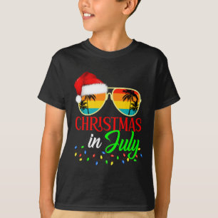 Camiseta Chapéu de Natal de julho Sungles Férias de Verão