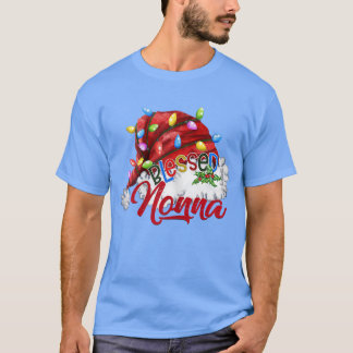 Camiseta Chapéu de Natal de Mulheres Abençoadas Nonna Papai
