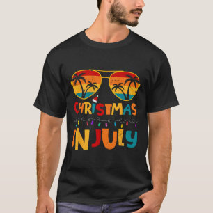Camiseta Chapéu de Natal engraçado de julho Óculos de sol d