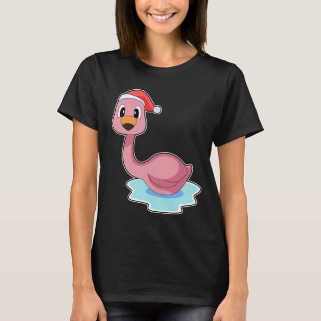 Camiseta Chapéu de Natal Flamingo (Frente)