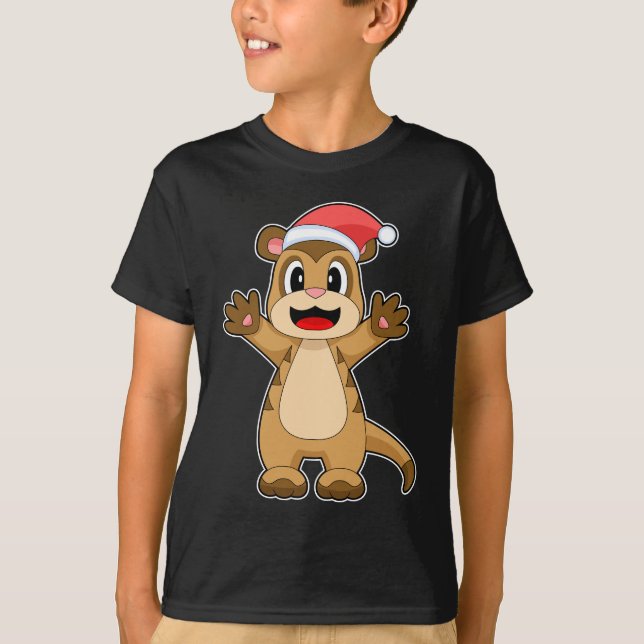 Camiseta Chapéu de Natal Meerkat (Frente)