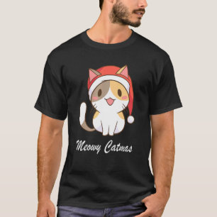 Camiseta Chapéu de Natal Meowy Catmas Gato Fofo Natal