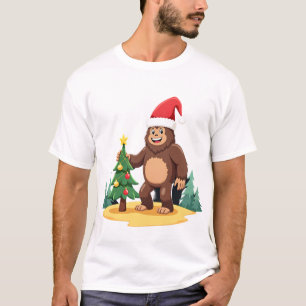 Camiseta Chapéu de Papai Noel Árvore de Natal Pé Grande (3)