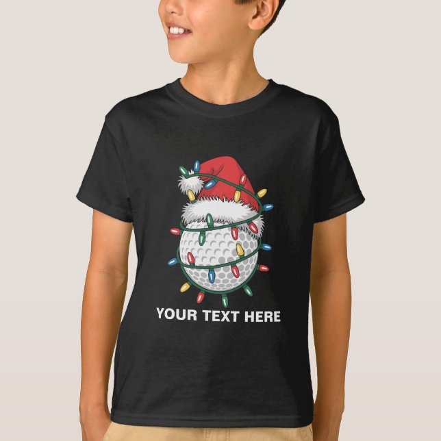 Camiseta Chapéu de Papai Noel com Bolas de Golfe Personaliz (Frente)