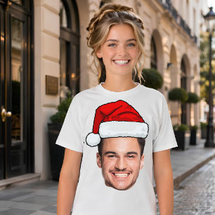 Camiseta Chapéu de Papai Noel com Foto Personalizada de Nat