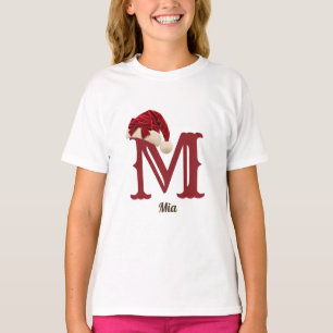 Camiseta Chapéu de Papai Noel com Laço Vermelho Fofo Monogr