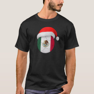 Camiseta Chapéu de Papai Noel de Futebol do México Bandeira