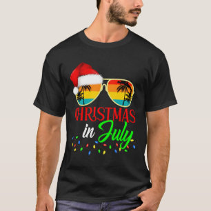 Camiseta Chapéu de Papai Noel de Natal em Julho Óculos de s
