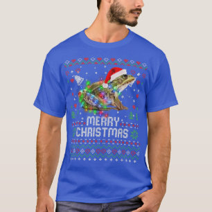Camiseta Chapéu de Papai Noel de Rã Animal Luzes de Árvore