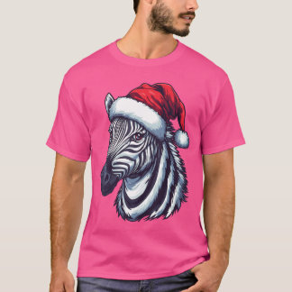 Camiseta Chapéu de Papai Noel de Zebra Natal Divertido Pres