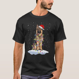 Camiseta Chapéu de Papai Noel do Pastor Alemão Árvore de Na