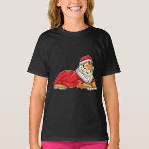 Camiseta Chapéu de Papai Noel do Tigre de Natal
