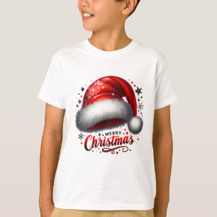 Camiseta Chapéu de Papai Noel Escarlate com Brilho