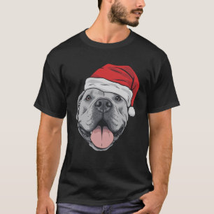 Camiseta Chapéu de Papai Noel Pitbull Pit Natal Pet Amante 