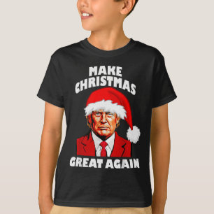 Camiseta Chapéu de Papai Noel Trump Engraçado Faça o Natal