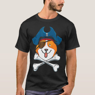 Camiseta Chapéu de Pirata de Halloween Corgi Ossos Cruzados