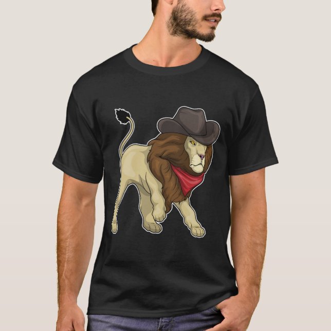 Camiseta Chapéu de vaqueiro de Leão (Frente)