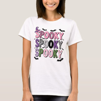 Camiseta Chapéu e Morcego Coloridos das Bruxas de Halloween