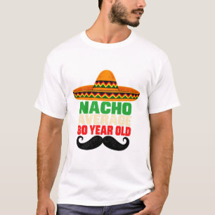 Camiseta Chapéu Mexicano de Aniversário de 80 anos Bigode