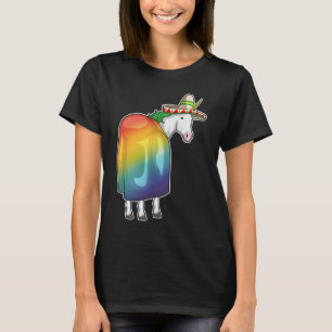 Camiseta Chapéu mexicano Unicorn Rainbow