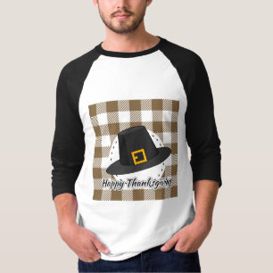 Camiseta Chapéu Negro Peregrino na Xadrez Marrom - Ação