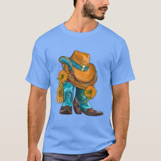 Camiseta Chapéu Ocidental De Cavalo E Botas De Cowboy Com G