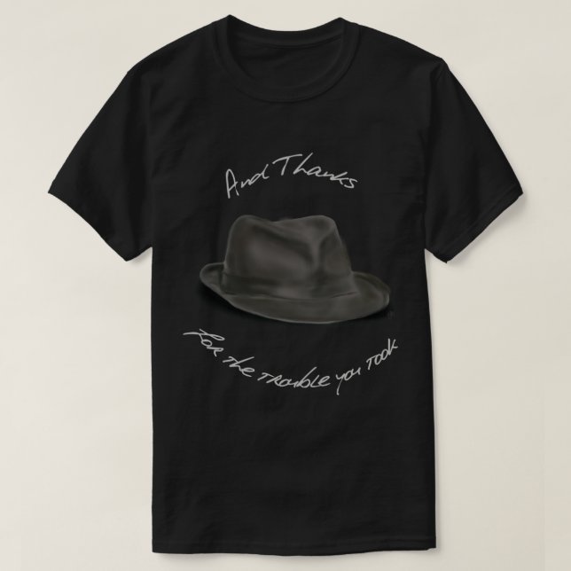 Camiseta Chapéu para Leonard Cohen, e Obrigados (Frente do Design)