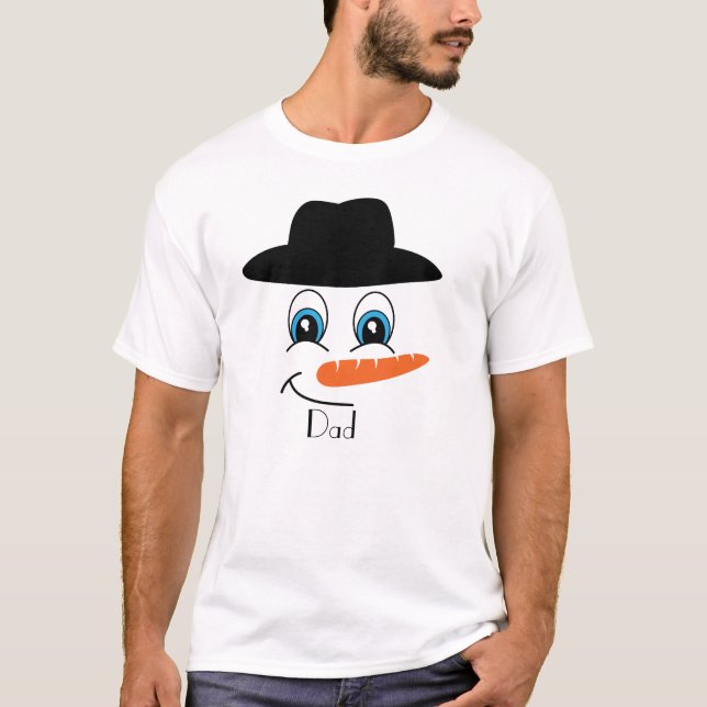 Camiseta Chapéu Preto Personalizado do Snowman com Nome Per (Frente)