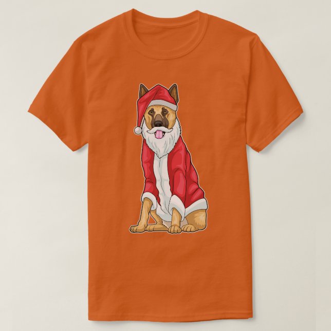 Camiseta Chapéu Santa de Natal de german shepherd (Frente do Design)
