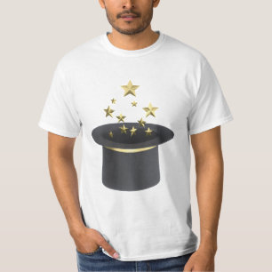 Camiseta Chapéu superior de magia com estrelas ouros