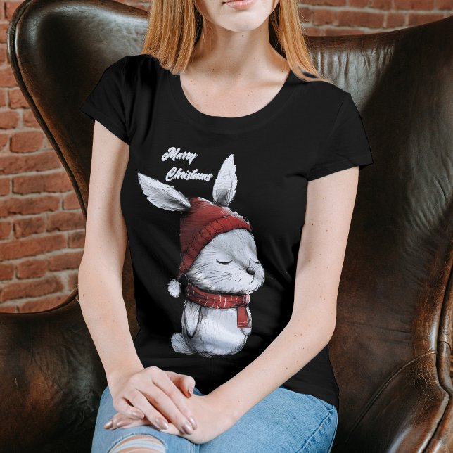 Camiseta Chapéu Vermelho Coelhinho de Natal (Criador carregado)